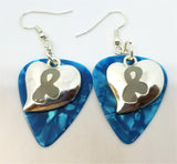 CLEARANCE Gray Ribbon on a Heart Charm Guitar Pick Earrings - Pick Your Color