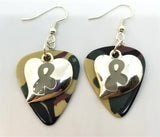 CLEARANCE Gray Ribbon on a Heart Charm Guitar Pick Earrings - Pick Your Color