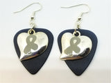 CLEARANCE Gray Ribbon on a Heart Charm Guitar Pick Earrings - Pick Your Color