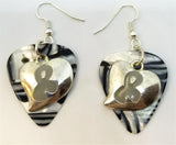 CLEARANCE Gray Ribbon on a Heart Charm Guitar Pick Earrings - Pick Your Color