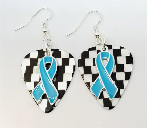 CLEARANCE Light Blue Ribbon Charm Guitar Pick Earrings - Pick Your Color