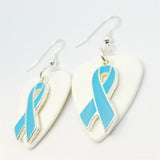CLEARANCE Light Blue Ribbon Charm Guitar Pick Earrings - Pick Your Color