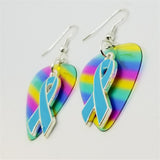 CLEARANCE Light Blue Ribbon Charm Guitar Pick Earrings - Pick Your Color