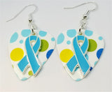 CLEARANCE Light Blue Ribbon Charm Guitar Pick Earrings - Pick Your Color