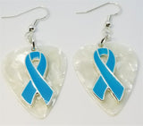 CLEARANCE Light Blue Ribbon Charm Guitar Pick Earrings - Pick Your Color