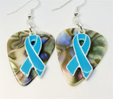 CLEARANCE Light Blue Ribbon Charm Guitar Pick Earrings - Pick Your Color