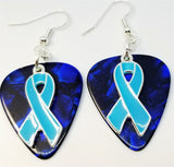CLEARANCE Light Blue Ribbon Charm Guitar Pick Earrings - Pick Your Color