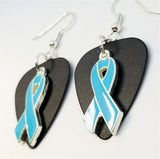 CLEARANCE Light Blue Ribbon Charm Guitar Pick Earrings - Pick Your Color