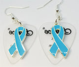 CLEARANCE Light Blue Ribbon Charm Guitar Pick Earrings - Pick Your Color