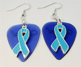 CLEARANCE Light Blue Ribbon Charm Guitar Pick Earrings - Pick Your Color