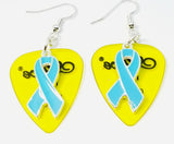 CLEARANCE Light Blue Ribbon Charm Guitar Pick Earrings - Pick Your Color