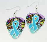 CLEARANCE Light Blue Ribbon Charm Guitar Pick Earrings - Pick Your Color