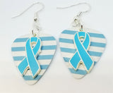 CLEARANCE Light Blue Ribbon Charm Guitar Pick Earrings - Pick Your Color