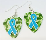 CLEARANCE Light Blue Ribbon Charm Guitar Pick Earrings - Pick Your Color