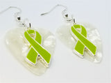 CLEARANCE Lime Green Ribbon Charm Guitar Pick Earrings - Pick Your Color