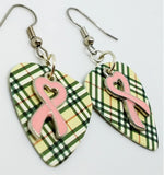 CLEARANCE Pink Heart Ribbon Charm Guitar Pick Earrings - Pick Your Color