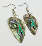 CLEARANCE Teal Ribbon Charm Guitar Pick Earrings - Pick Your Color