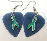 CLEARANCE Teal Ribbon Charm Guitar Pick Earrings - Pick Your Color