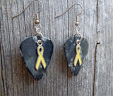 Yellow Ribbon Charm and Guitar Pick Earrings - Pick Your Color