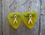 Yellow Ribbon Charm and Guitar Pick Earrings - Pick Your Color