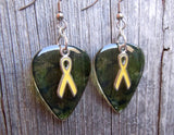 Yellow Ribbon Charm and Guitar Pick Earrings - Pick Your Color