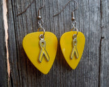 Yellow Ribbon Charm and Guitar Pick Earrings - Pick Your Color
