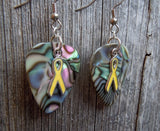 Yellow Ribbon Charm and Guitar Pick Earrings - Pick Your Color