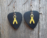 Yellow Ribbon Charm and Guitar Pick Earrings - Pick Your Color
