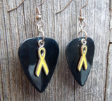 Yellow Ribbon Charm and Guitar Pick Earrings - Pick Your Color