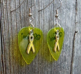 Yellow Ribbon Charm and Guitar Pick Earrings - Pick Your Color