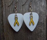 Yellow Ribbon Charm and Guitar Pick Earrings - Pick Your Color