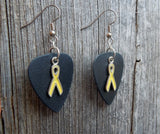 Yellow Ribbon Charm and Guitar Pick Earrings - Pick Your Color