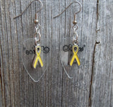 Yellow Ribbon Charm and Guitar Pick Earrings - Pick Your Color