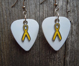 Yellow Ribbon Charm and Guitar Pick Earrings - Pick Your Color