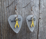 Yellow Ribbon Charm and Guitar Pick Earrings - Pick Your Color