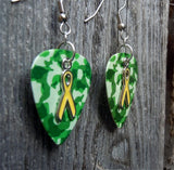 Yellow Ribbon Charm and Guitar Pick Earrings - Pick Your Color