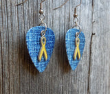 Yellow Ribbon Charm and Guitar Pick Earrings - Pick Your Color