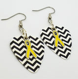 Yellow Ribbon Charm and Guitar Pick Earrings - Pick Your Color