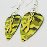 Yellow Ribbon Charm and Guitar Pick Earrings - Pick Your Color
