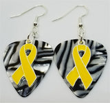 CLEARANCE Yellow Ribbon Charm and Guitar Pick Earrings - Pick Your Color
