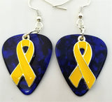 CLEARANCE Yellow Ribbon Charm and Guitar Pick Earrings - Pick Your Color