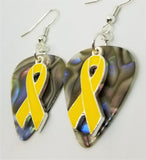 CLEARANCE Yellow Ribbon Charm and Guitar Pick Earrings - Pick Your Color