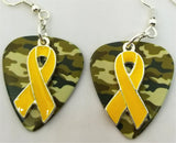 CLEARANCE Yellow Ribbon Charm and Guitar Pick Earrings - Pick Your Color