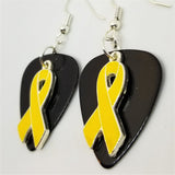 CLEARANCE Yellow Ribbon Charm and Guitar Pick Earrings - Pick Your Color