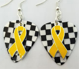 CLEARANCE Yellow Ribbon Charm and Guitar Pick Earrings - Pick Your Color