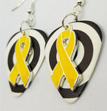 CLEARANCE Yellow Ribbon Charm and Guitar Pick Earrings - Pick Your Color