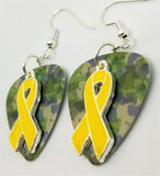 CLEARANCE Yellow Ribbon Charm and Guitar Pick Earrings - Pick Your Color