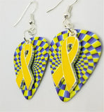 CLEARANCE Yellow Ribbon Charm and Guitar Pick Earrings - Pick Your Color