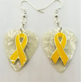 CLEARANCE Yellow Ribbon Charm and Guitar Pick Earrings - Pick Your Color