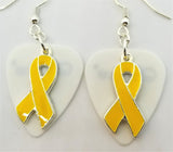 CLEARANCE Yellow Ribbon Charm and Guitar Pick Earrings - Pick Your Color